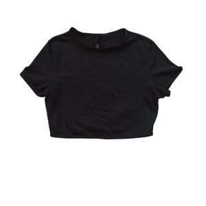 Skims | Black Fitted Crop Top | Lined With SKIMS Basic Tee Shirt Size L Athletic